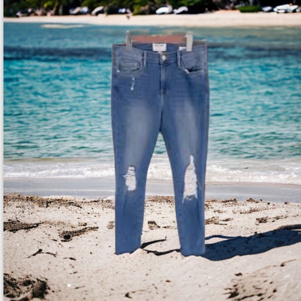 Frame Denim Le Skinny De Jeanne Skinny Crop Jean - Sz29 EUC-Distressed raw hem☀️ - Picture 9 of 16